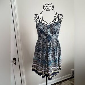 American Rag multi colored blue Patterned Mini Dress